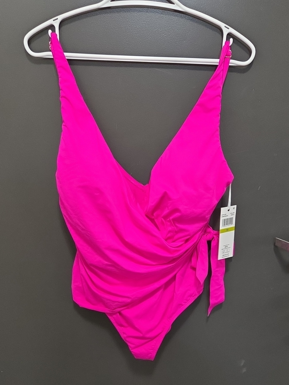 Anne Cole Hot Pink Tie-Waist One-Piece Swimsuit